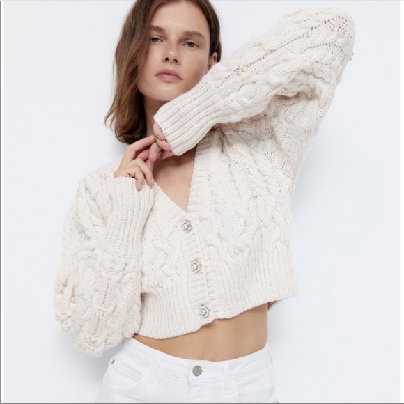 Zara Jackets & Coats Zara Knitwear Pearl Cardigan Poshmark